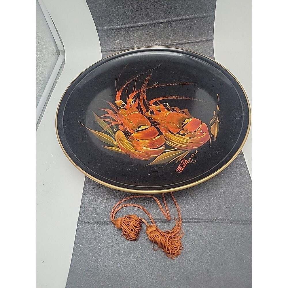 Japan Wajima Lacquer Spiny Lobster Wooden Tray Platter Large Wall Hanging